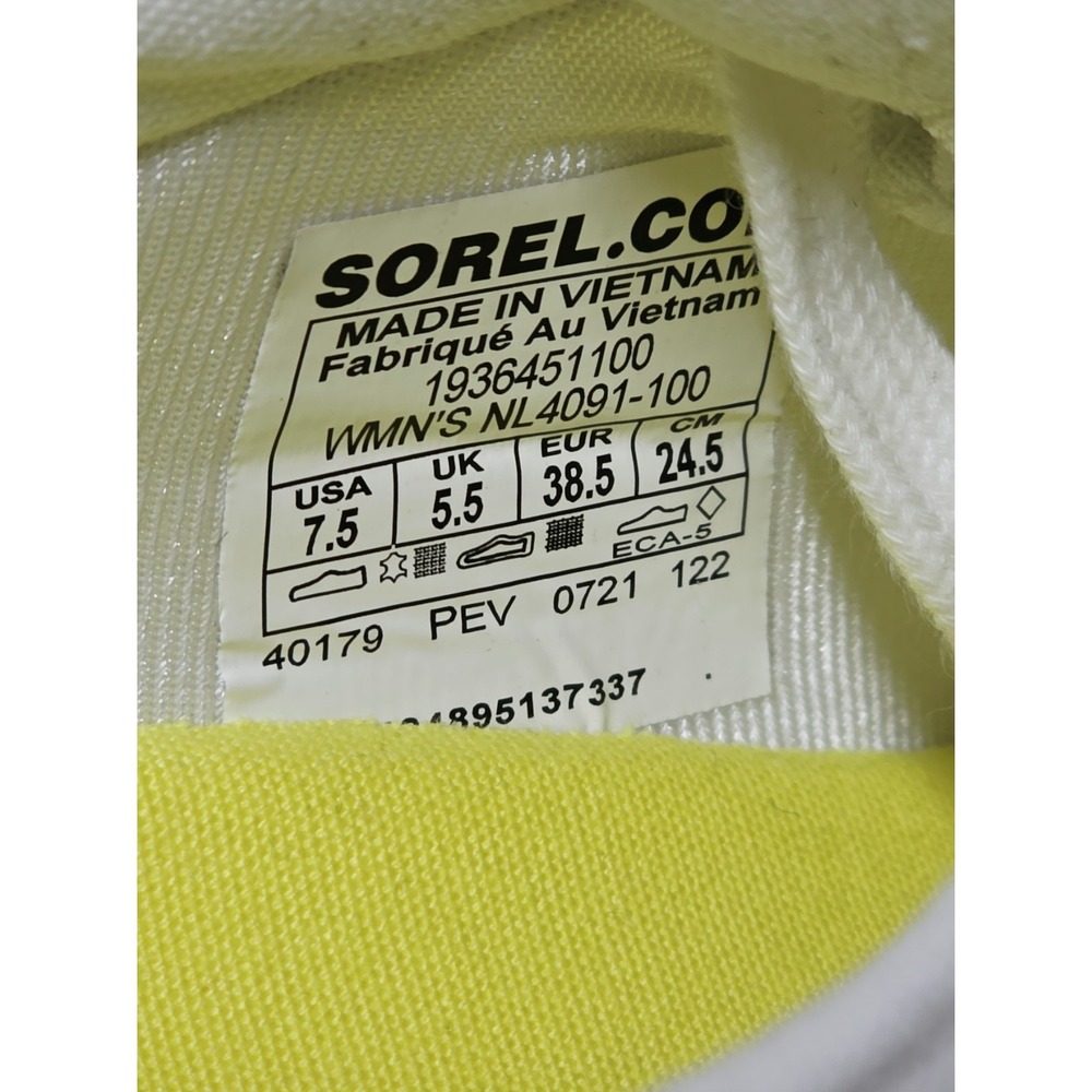 Sorel Women's Shoes 7.5 Lace Up Out N About Athletic White Pink Yellow - Picture 10 of 10